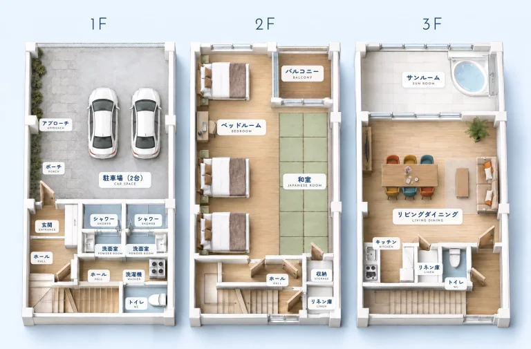 間取り図（1階・2階・3階）